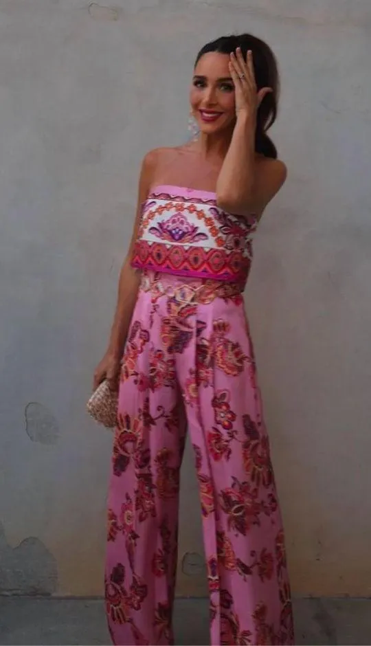 Zara jumpsuit romper wide leg sleeveless boho floral summer vacation casual - Image 3