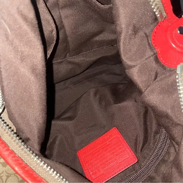 Coach 19918 Legacy Signature Stripe Duffle Bag Red - Image 9