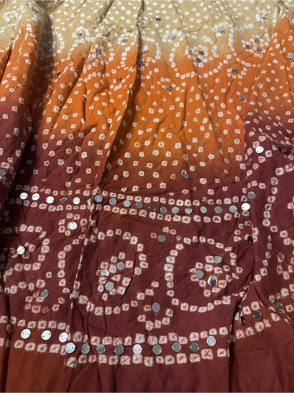 Raj Women’s Ombre Bandhani Maxi Skirt in Tan, Orange & Brown - NWOT - OS - Image 8