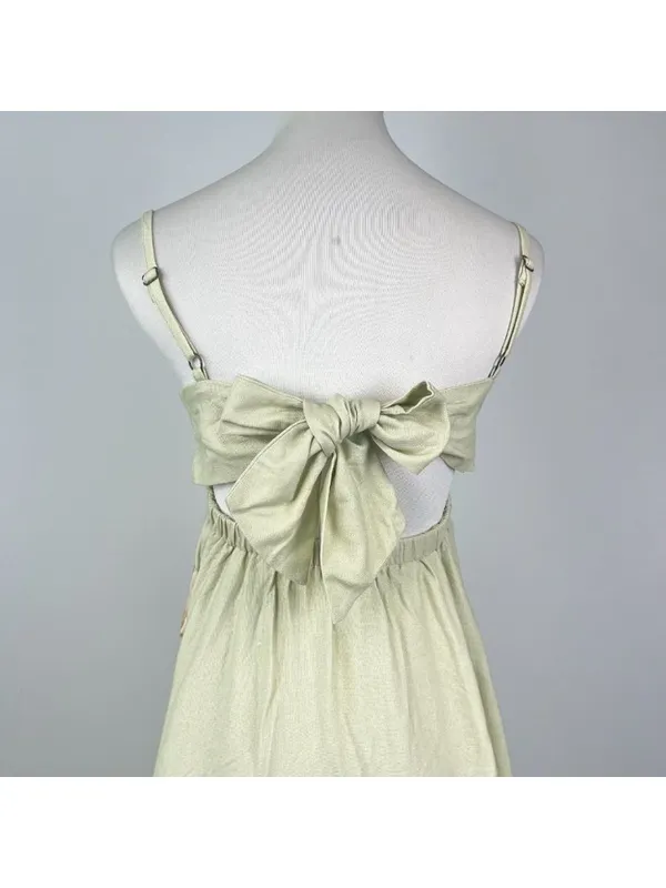 NWOT Farm Rio Linen Blend Floral Print Sleeveless Mini Dress Elastic Waist Sz XS - Image 8