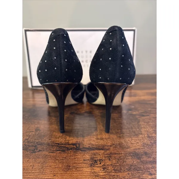 White House Black Market Black Ella Studded High Heel Open Pumps Size 8‎ Shoes - Image 5