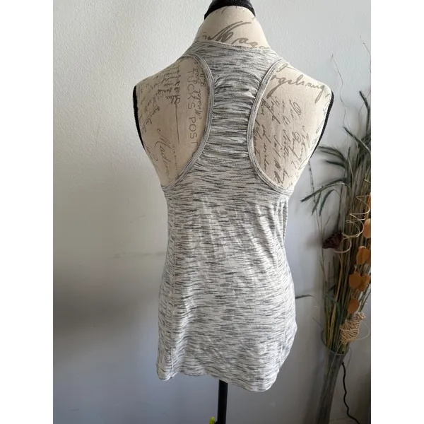 Lululemon Grey White Space Dye‎ Ruched Racerback Tank Top Womens Size 6 - Image 2
