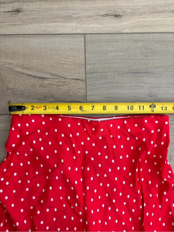 Anthropologie Maeve Gemma Printed Red White Bias Cut Polka Dot Maxi Skirt XS - Image 8