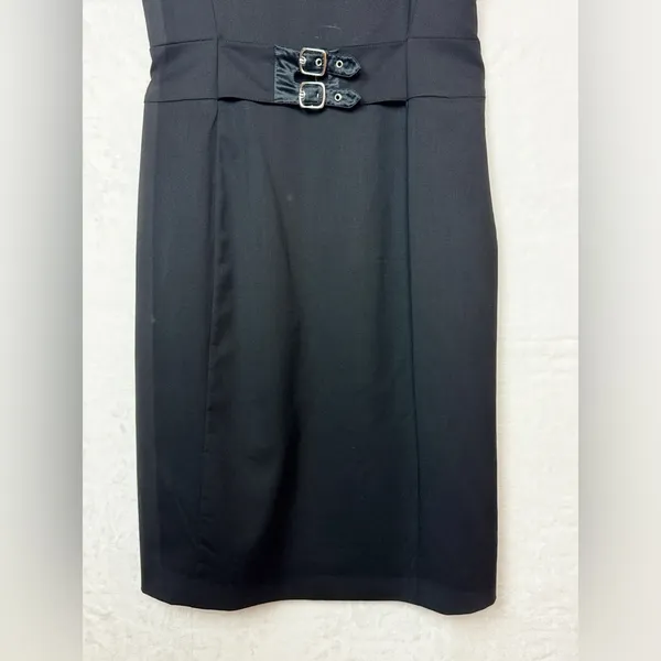 Emporio Armani Black 100% Wool Belted Dress Size 8. G#26 - Image 4