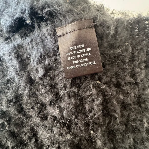 Cozy Black Bouclé Shawl Wrap - Image 4