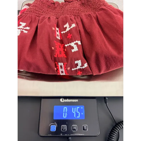 Anthropologie Burgundy Embroidered Smocked Tie‎ Strap Boho Cami Top SM Peasant - Image 8