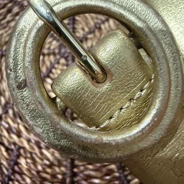 Lauren Ralph Lauren Gold Shimmer Leather Belt L Western‎ Glam 42” - Image 4