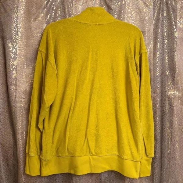 Aerie OFFLINE Chartreuse Green Terry Pullover Mock Neck Half Zip Sweater Small - Image 2