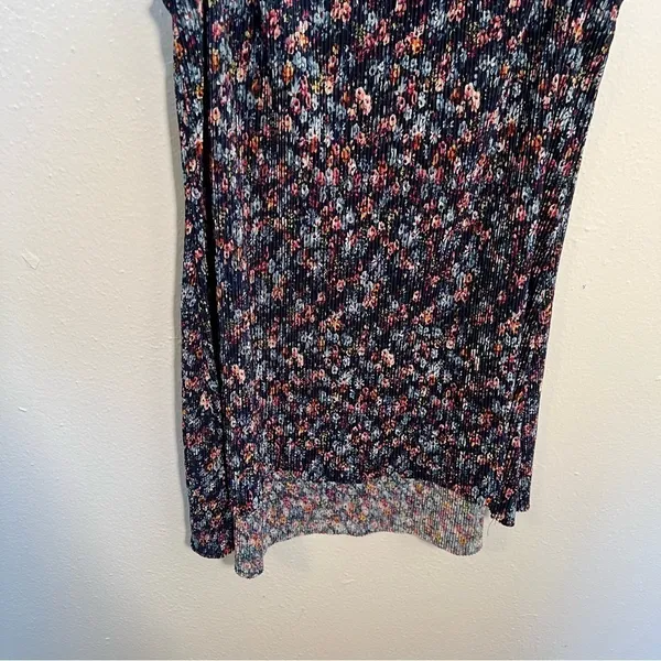 Knit Works Women's Juniors Size XL Ribbed Tank Top‎ Navy Blue Floral Stretch Y2K - Image 3