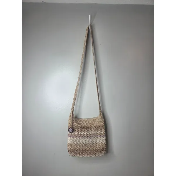 The Sak Crossbody Multi Colored Crochet Handbag Purse with bag charm - Image 2
