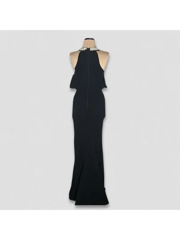 Lulus Pearl Halter Mermaid Maxi Dress Black XS NWT - Image 4