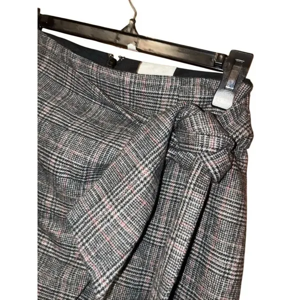 Aritzia Wilfred Dorine Front Wrap Wool Cashmere Mini Skirt plaid sz 6 #780 - Image 3