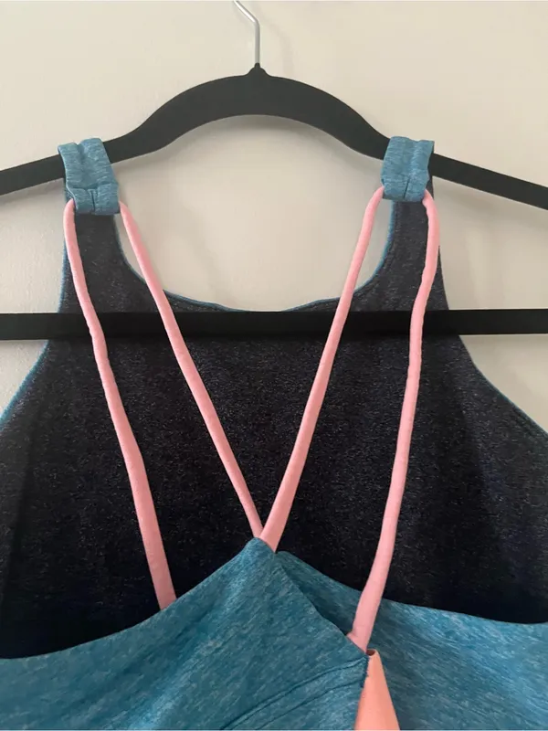 New Balance Blue Sports Bra Large Racerback High Impact Gym Workout - Image 4