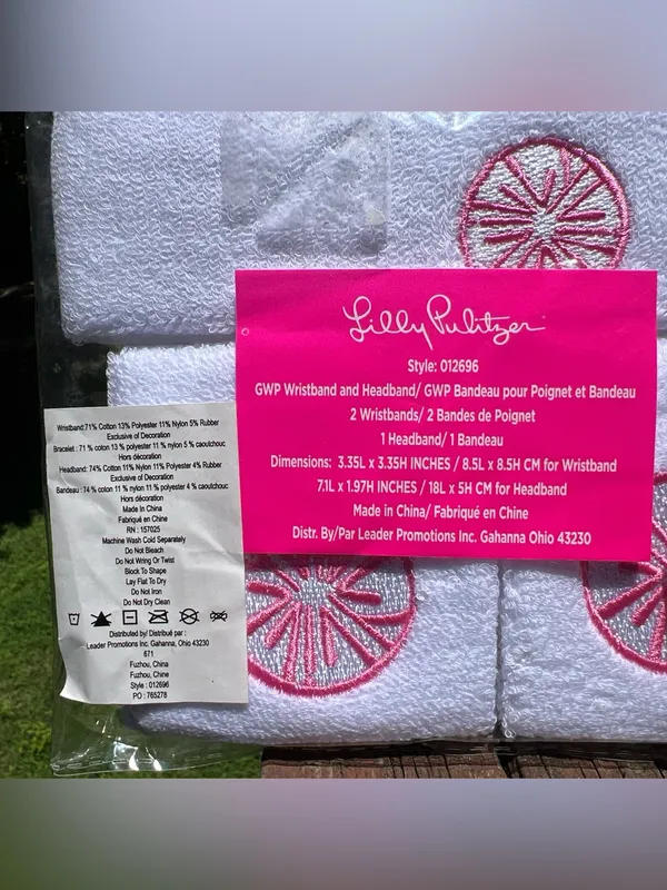 Lilly Pulitzer White/Pink Casual Activewear Set Wristbands:2 Headband:1|1 Size - Image 4