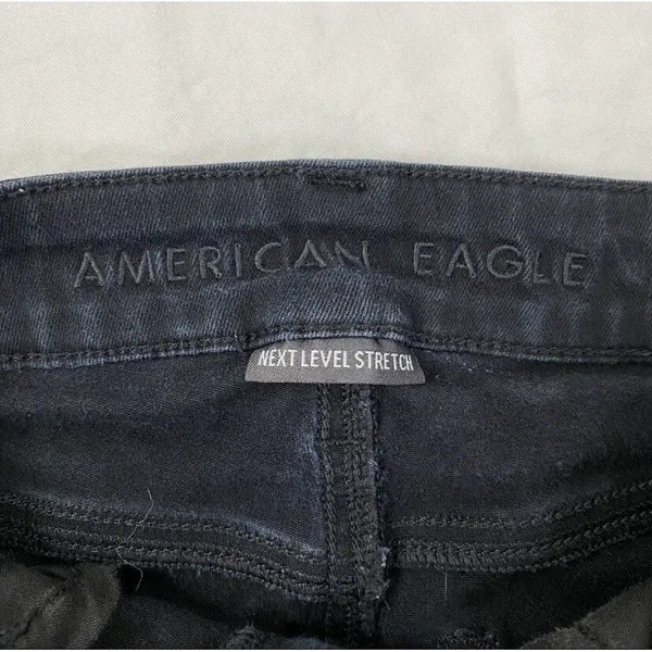 American Eagle‎ Flare Jeans Women Black Front Seam Split Hem High Waisted Sz 4 - Image 8