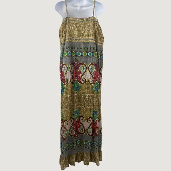 Bohemian Maxi Dress‎ S/M Boho Chic Casual Summer 100% Cotton Beachy Festival - Image 2