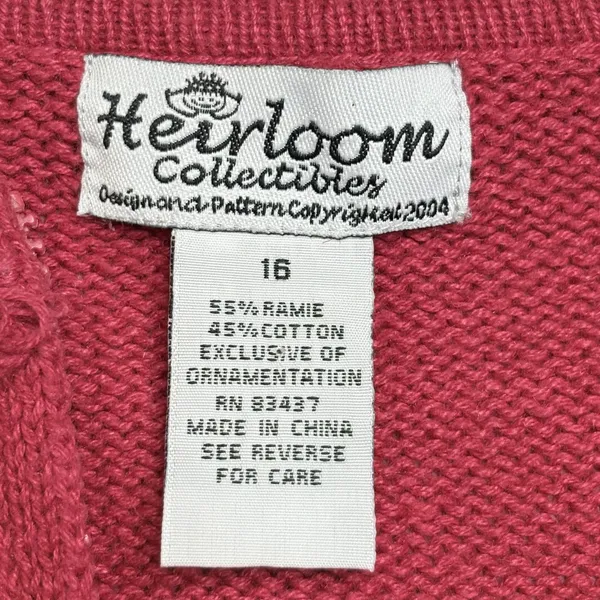 Vintage Heirloom Collectibles‎ Red Reindeer Christmas Sweater Cardigan Size 16 - Image 7