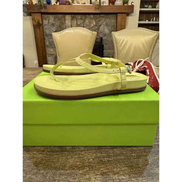 Sam Edelman‎ Womens Kiwi Green Naomi Leather T Strap Flat Sandals Size 5.5 - Image 3