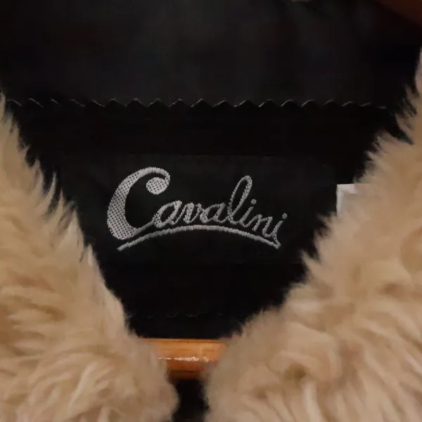 Cavalini Y2K Suede Leather Jacket Vintage Womens Size M‎ Black Faux Fur Trim - Image 8