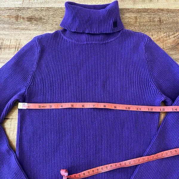 Lauren Ralph Lauren Turtleneck Sweater Women‎ XS Ribbed Purple - Image 9