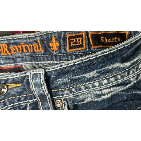 Rock Revival Bambi Low Rise Denim Shorts Size 29 Embellished Fleur‎ de Lis Y2K - Image 7