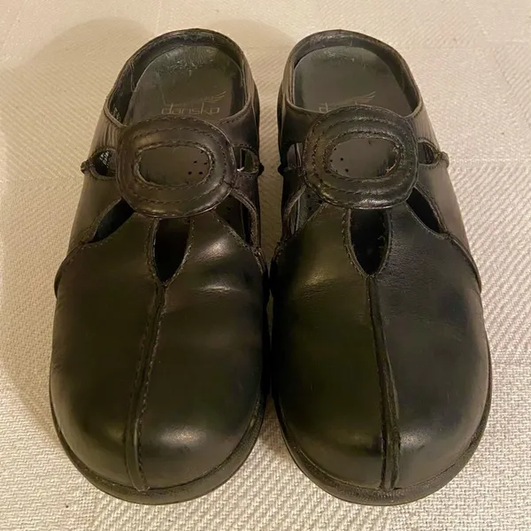 Dansko Black Leather Closed Toe Slide Mule Women's Clog Shoe Sz EU 39 Worn On TV - Image 2
