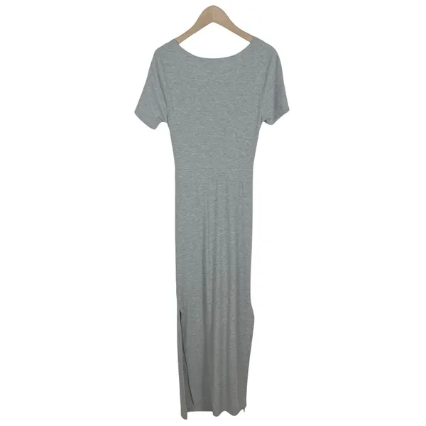 Lulus Twist Front Cut Out Midi Dress in Heather Gray Size Medium - Image 3