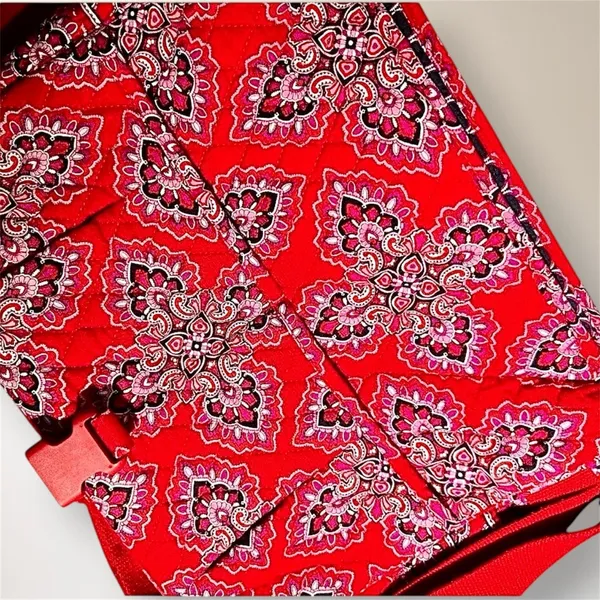 Vera Bradley Frankly Scarlet Red‎ Pink Quilted Messenger Bag Laptop Tote Boho - Image 5