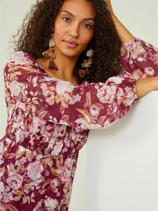 Altar'd State Sailor Floral Maxi Dress in Burgundy Size S NWT - Image 3