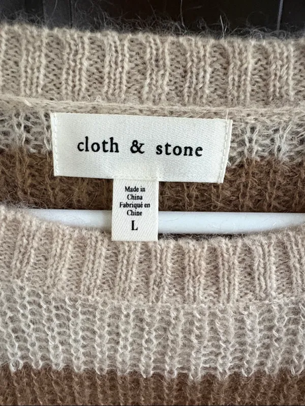 Like New Cloth & Stone Striped Mohair Wool Blend Sweater Size Large - Image 2