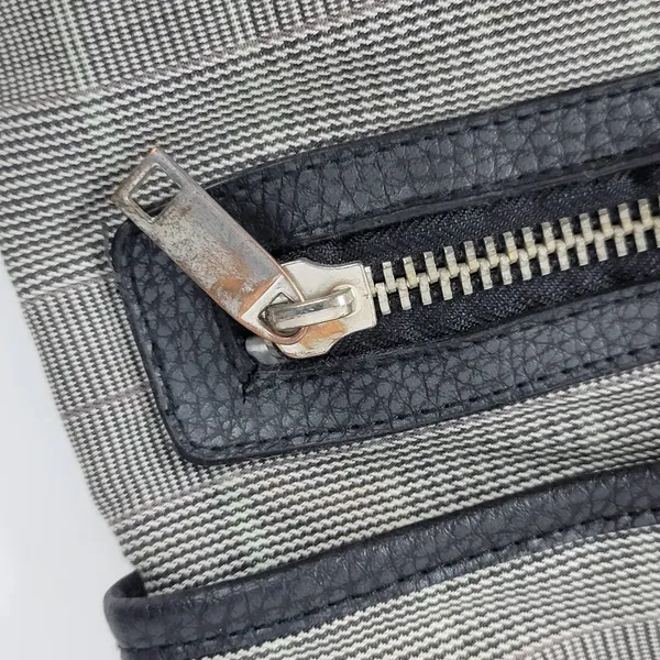 Diesel Women's Tote Gray OS Plaid Check Leather Trim Double Strap Shoulder Bag - Image 4