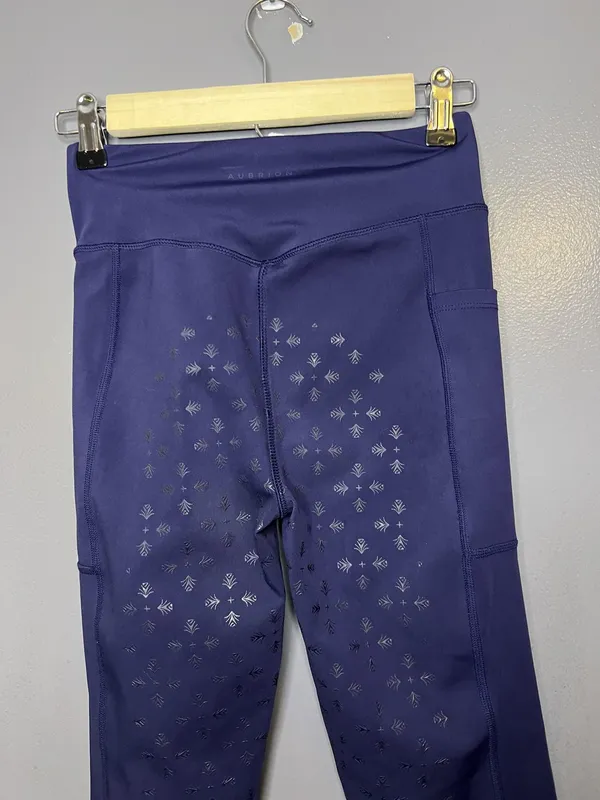 Aubrion Leggings Womens XS Blue Riding Leggings Silicone Grip Pockets Equestrian - Image 5