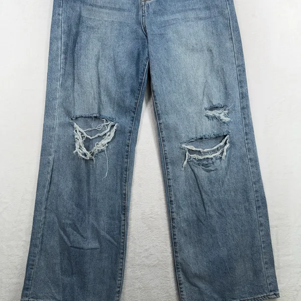 S.O.N.G. 9 29 Jeans Wide Leg Distressed High Rise Button Fly Boho Grunge Punk - Image 3