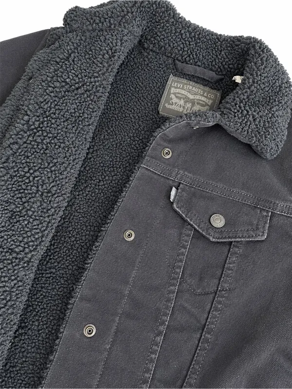 Levi's Original Denim Black Trucker Sherpa Jacket XS - Image 5