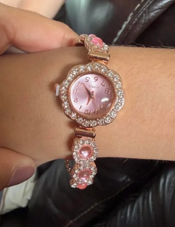 Brand New Pink and gold flower Crystal watch with rhinestones - Image 5