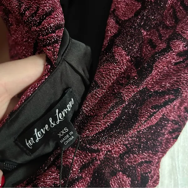 For Love & Lemons‎ Mulberry Shailee Sparkly Floral Metallic Mini Dress NWT XXS - Image 5