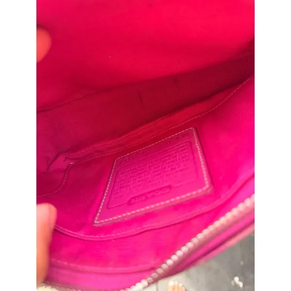 Coach Hot Pink Signature C Jacquard‎ Small Demi Baguette Shoulder Bag 6094 - Image 6