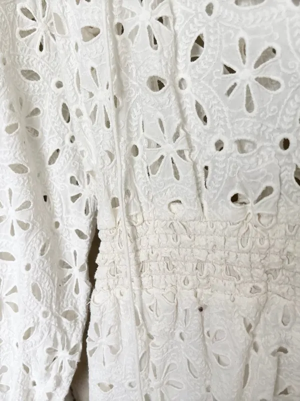 Zimmermann White Eyelet Lace Long Sleeve Romper - Image 4