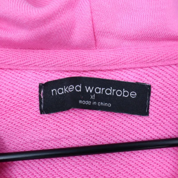 Naked Wardrobe Pink Cropped Elastic Hem Hoodie Sweatshirt XL - Image 4