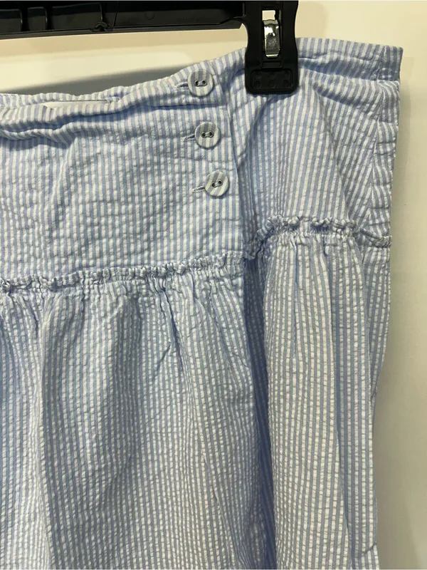 Princess Polly Light Blue Seersucker Tiered A-Line Skirt size 10 - Image 2
