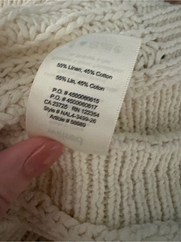 Wilfred Aritzia Linen Cotton Blend Cream Square-Neck Knitted Tank Top - Image 5