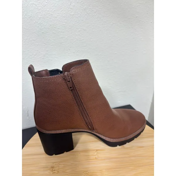 Naturalizer Ankle Boots 8.5M Madalynn Gore Brown Cognac Faux Leather Lug Sole‎ - Image 5