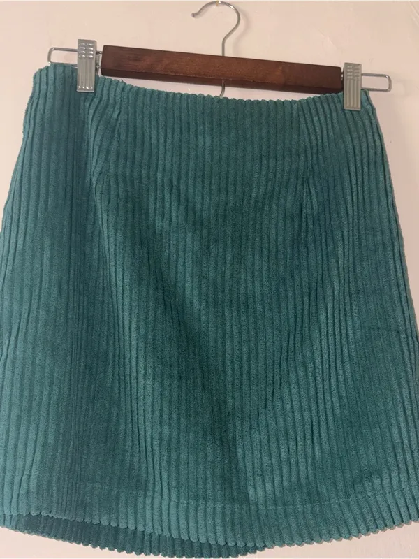 Lulu's Teal Corduroy A-Line Mini Skirt - Image 3
