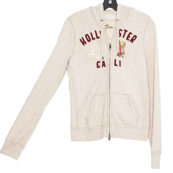 Hollister Jacket Hoodie Y2K Preppy Streetwear Casual Retro Full Zip Size Large - Image 13