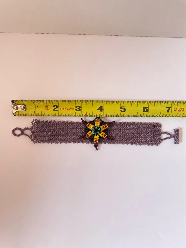 Handmade Sunflower Seed Bead Jewelry Set - Yellow & purple multicolor - Image 6
