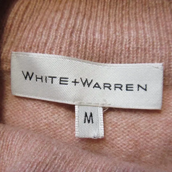 NWT White + Warren Cashmere Puff Sleeve Standneck in Ambrosia Heather Sweater M - Image 3