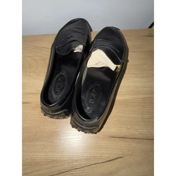 TOD'S Loafers Black Driving Moccasin Leather Women's Size 38 US 7.5 D - Image 6