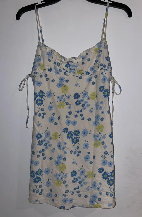 Zara Floral Linen Mini Dress Medium - Image 2