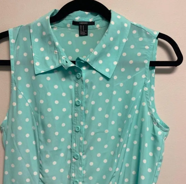 Forever 21 Teal Poka dot Dress - Image 2
