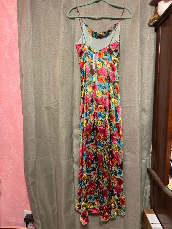 Christina Floral Mint High Low Just Bloom Silk Blend Dress - Image 3